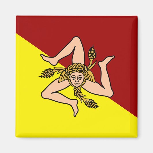 Aimant Drapeau de Sicile (Italie) (Devant)