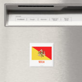 Aimant Drapeau de Sicilia avec nom (In Situ (Lave-vaisselle))