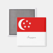 Aimant Drapeau de Singapour, étiqueté, (Recto/Verso)
