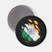 Aimant Drapeau déchiré de l'Inde (Recto/Verso)