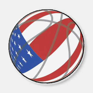 AIMANT DRAPEAU DES ETATS-UNIS DE BASKET-BALL PATRIOTIQUE