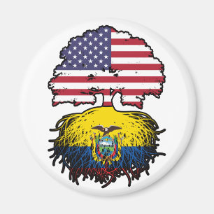 Aimant Drapeau des racines d'arbre USA Equateur équatorie