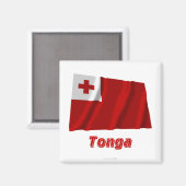 Aimant Drapeau des Tonga portant le nom (Recto/Verso)