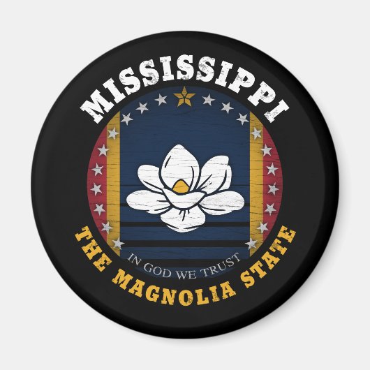 AIMANT DRAPEAU D'ÉTAT DE MISSISSIPPI MAGNOLIA (Devant)