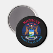 AIMANT DRAPEAU D'ÉTAT DES GRANDS LACS DE MICHIGAN (Recto/Verso)