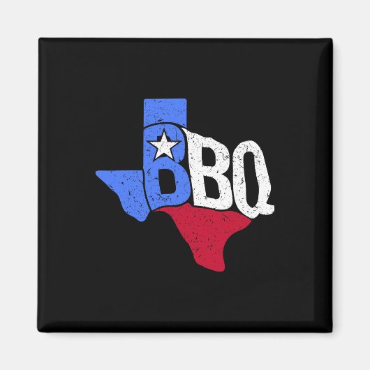 Aimant Drapeau D'État Et Carte Du Bbq Texas (Devant)