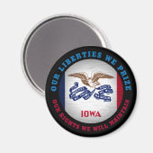 AIMANT DRAPEAU D'ÉTAT IOWA HAWKEYE (Recto/Verso)