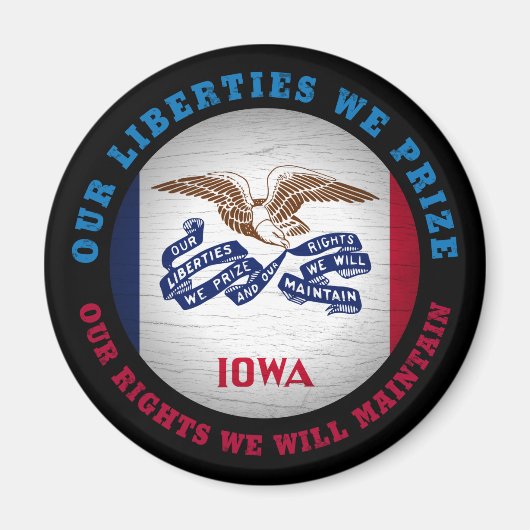AIMANT DRAPEAU D'ÉTAT IOWA HAWKEYE (Devant)