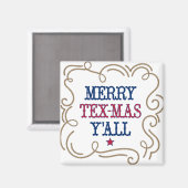 Aimant Drapeau d'Etat Rouge et Bleu Merry Tex-Mas Y'all (Recto/Verso)