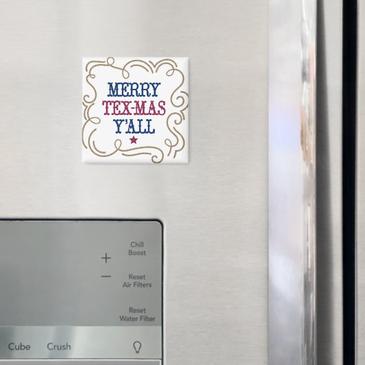 Aimant Drapeau d'Etat Rouge et Bleu Merry Tex-Mas Y'all (In situ (réfrigérateur))