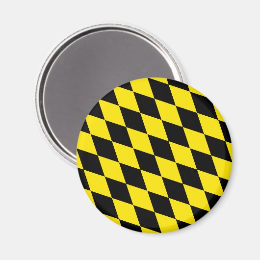 Aimant Drapeau diamant de Bavière noire et jaune Motif (Recto/Verso)