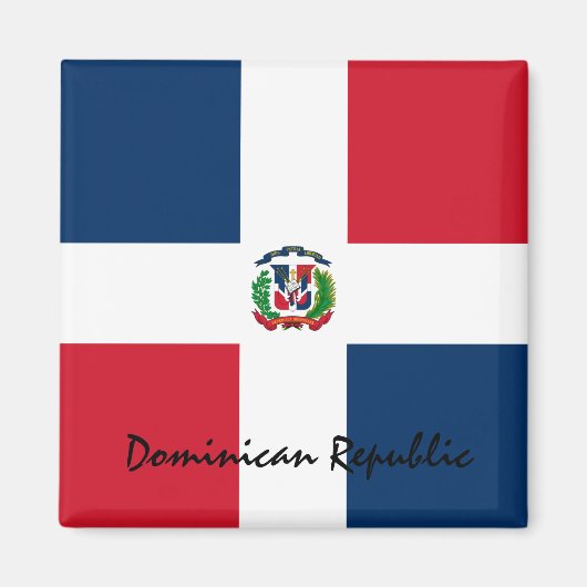 Aimant Drapeau dominicain & Amateurs de vacances en Améri (Devant)