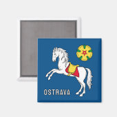 Aimant Drapeau d'Ostrava, République tchèque (Recto/Verso)