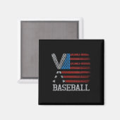 Aimant Drapeau Drapeau Des Femmes Baseball Croisé Bateaux (Recto/Verso)