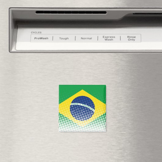 Aimant Drapeau Du Brésil Avec Effet Halftone (In Situ (Lave-vaisselle))