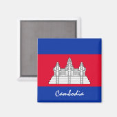Aimant Drapeau du Cambodge & Amateurs de vacances/sports  (Recto/Verso)