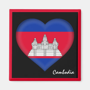 Aimant Drapeau du Cambodge & Fête du Coeur du Cambodge /s