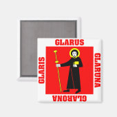 Aimant Drapeau du canton de Glarus Suisse (Recto/Verso)