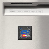 Aimant Drapeau du Colorado carré (In Situ (Lave-vaisselle))