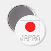 Aimant Drapeau du Japon & mot blanc (Recto/Verso)