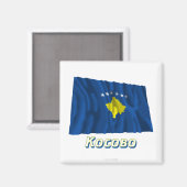 Aimant Drapeau du Kosovo avec nom en russe (Recto/Verso)