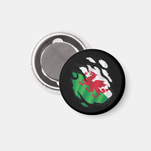 Aimant Drapeau du Pays de Galles déchiré (Recto/Verso)