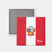 Aimant Drapeau du Pérou & Amateurs de vacances/sports en  (Recto/Verso)