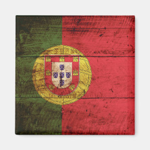 Aimant Drapeau du Portugal sur le vieux grain en bois