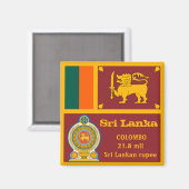 Aimant Drapeau du Sri Lanka & Vajra Emblem, fans de voyag (Recto/Verso)