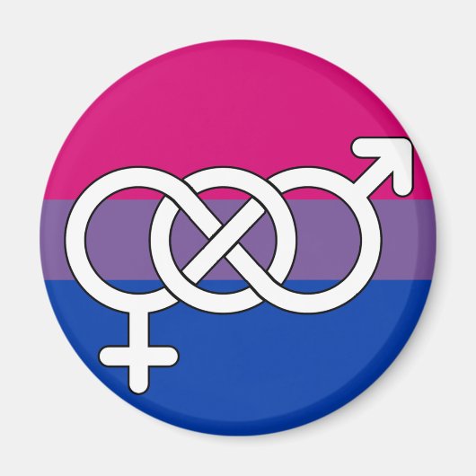 Aimant Drapeau du symbole de la fierté bisexuelle (Devant)