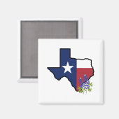 Aimant Drapeau du Texas avec Bluebonnet à fleurs d'État (Recto/Verso)