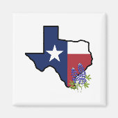 Aimant Drapeau du Texas avec Bluebonnet à fleurs d'État (Devant)