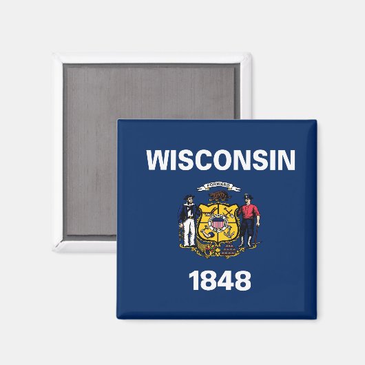 Aimant Drapeau du Wisconsin (Recto/Verso)