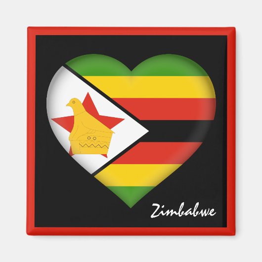Aimant Drapeau du Zimbabwe & Coeur, Afrique vacances /spo (Devant)
