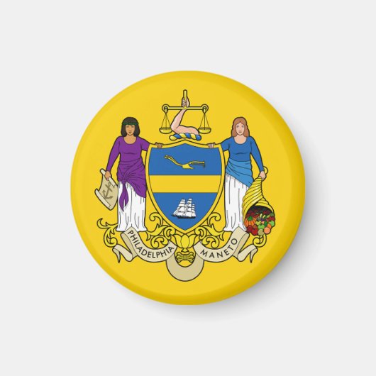 Aimant Drapeau/ Emblème de Philadelphie, PA (Devant)