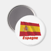 Aimant Drapeau Espagne avec le nom français (Recto/Verso)