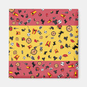 Aimant Drapeau espagnol avec des objets célèbres d'Espagn (Devant)