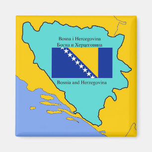 Aimant Drapeau et carte de la Bosnie-Herzégovine