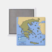 Aimant Drapeau et carte de la Grèce (Recto/Verso)