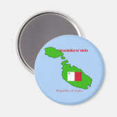 Aimant Drapeau et carte de Malte (Recto/Verso)