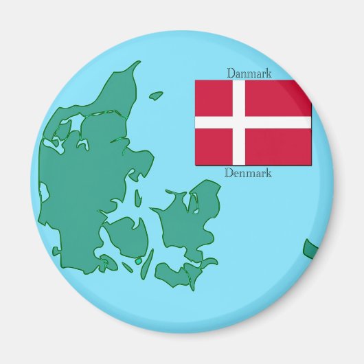 Aimant Drapeau et carte du Danemark (Devant)