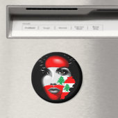 Aimant Drapeau et carte du Liban sur le visage de la fill (In Situ (Lave-vaisselle))