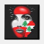 Aimant Drapeau et carte du Liban sur le visage de la fill (Devant)