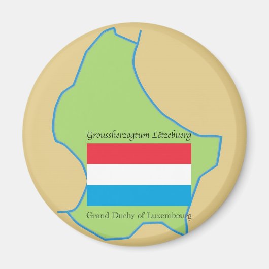 Aimant Drapeau et carte du Luxembourg (Devant)