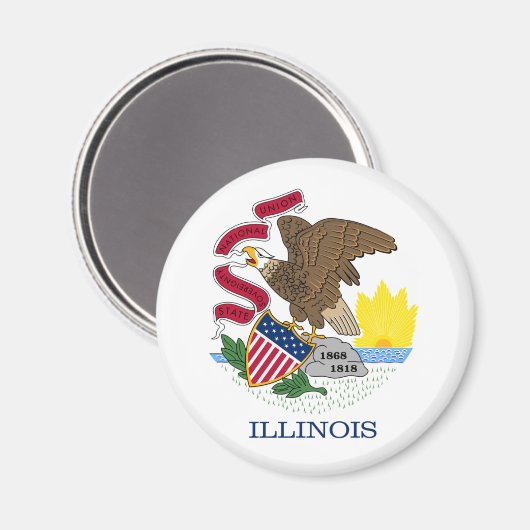Aimant Drapeau et phoque de l'Illinois (Recto/Verso)