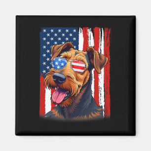 Aimant Drapeau États-Unis Amérique Airedale Terrier Chien