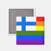 AIMANT DRAPEAU FINLANDAIS LGBT RAINBOW FINLANDE (Recto/Verso)