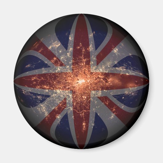 Aimant Drapeau Fisheye britannique sur Londres en soirée (Devant)