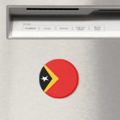 Aimant drapeau fisheye du Timor oriental (In Situ (Lave-vaisselle))