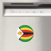 Aimant drapeau fisheye Zimbabwe (In Situ (Lave-vaisselle))